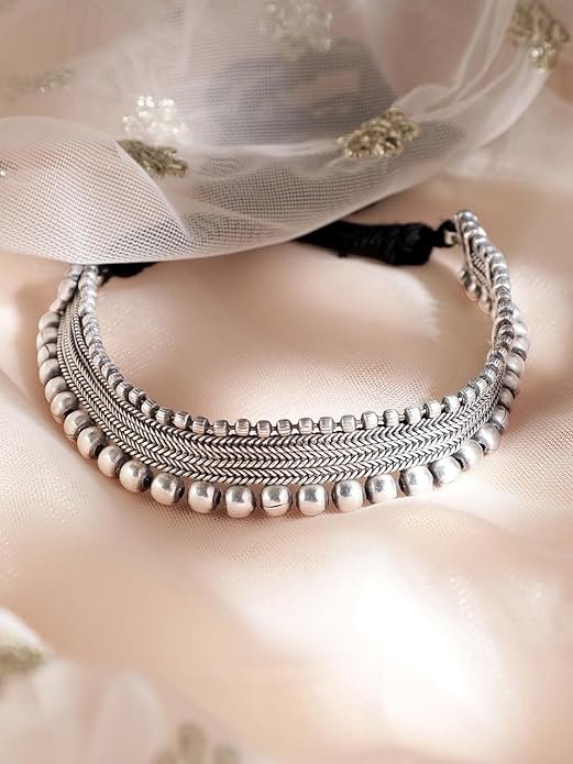 Kalyanis Choker Necklace Oxidised Style Trendy Jewellery Gift for Women & Girls - Image 2